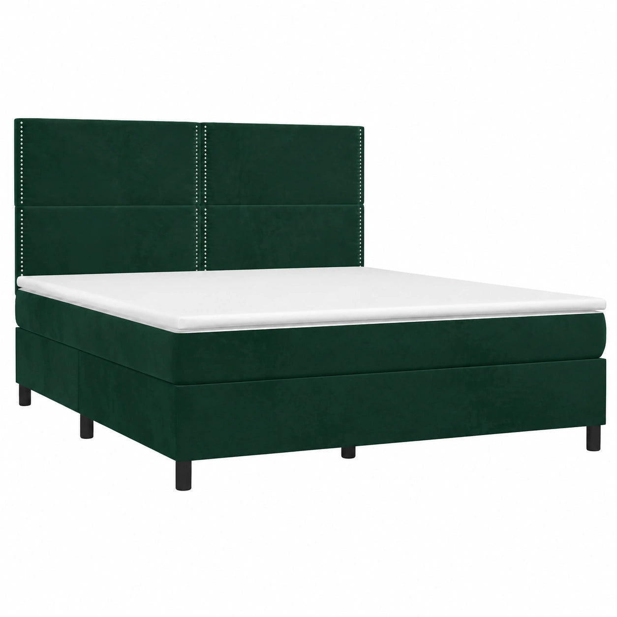 Letto matrimoniale in velluto verde scuro 180x200 cm con materasso e panca, design moderno per camera