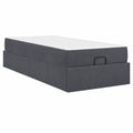 Letto singolo moderno in velluto antracite con materasso e spazio integrato 90x190 cm