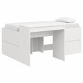 Letto a soppalco multifunzionale in legno bianco con scrivania e rete a doghe, 80 x 160 cm
