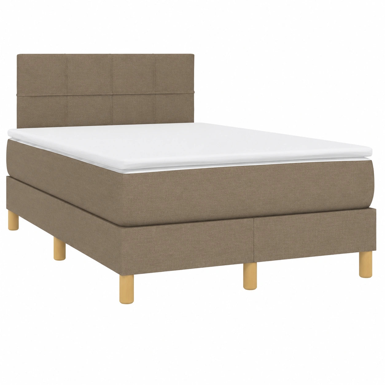 Letto matrimoniale con materasso e LED, testiera regolabile, rivestimento tortora, 120x190 cm, design moderno per camera da letto