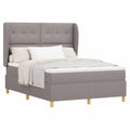 Letto singolo moderno con materasso, 90x190 cm, struttura in legno grigio scuro, testiera regolabile, tessuto tortora