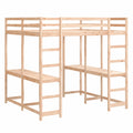 Letto a Soppalco in Pino 140x200 cm con Scrivania e Scala