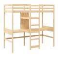 Letto a Soppalco in Legno di Pino 75x190 cm senza Materasso
