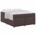 Letto Matrimoniale Imbottito 160x200 cm con Materasso e Rete a Doghe, Legno e Tessuto Marrone Scuro