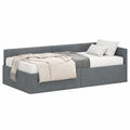 Letto Singolo Angolare con Materasso, Velluto Grigio, 204x84x57 cm, Traspirante e Durevole
