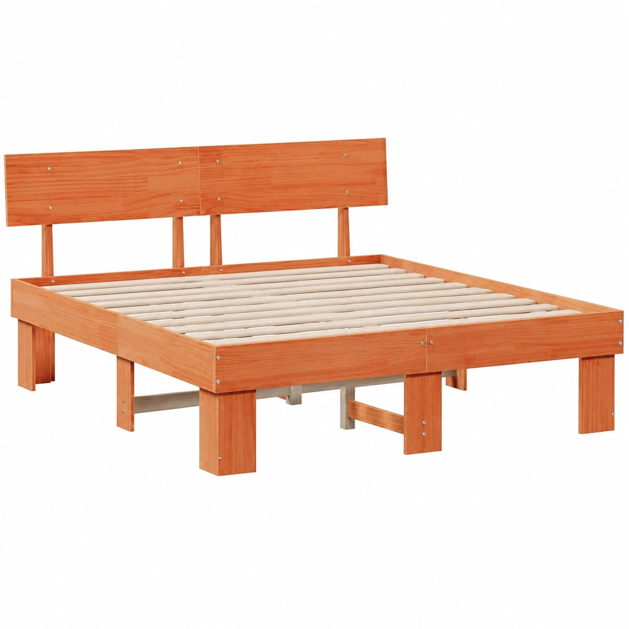 Letto a Castello Homgoday in Legno Massello di Pino con Testiera Marrone, 208x143x73 cm, Facile da Montare