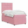 Letto singolo moderno in velluto rosa con materasso 90x200 cm, testiera regolabile e molle insacchettate