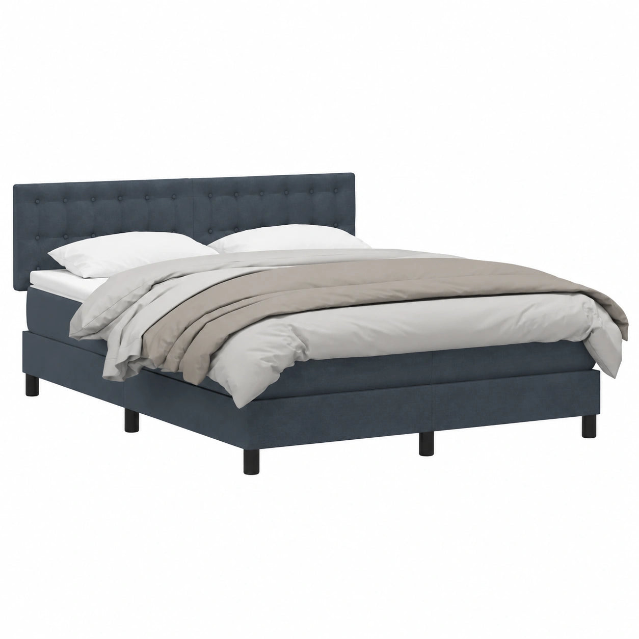 Letto matrimoniale in velluto grigio con materasso, testiera regolabile e LED, 160x210 cm