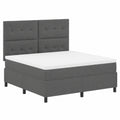 Letto matrimoniale moderno in tessuto grigio scuro, 140x200 cm, con testiera regolabile e telaio in legno