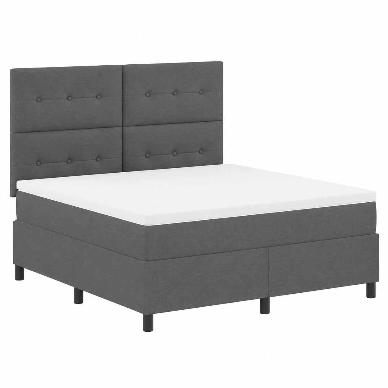 Letto matrimoniale moderno in tessuto grigio scuro, 140x200 cm, con testiera regolabile e telaio in legno