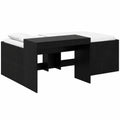 Letto a soppalco moderno in legno nero con scrivania integrata