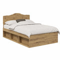 Letto Matrimoniale Moderno in Legno di Rovere 135x190 cm con Testiera, Stile Minimalista per Camera, Senza Materasso