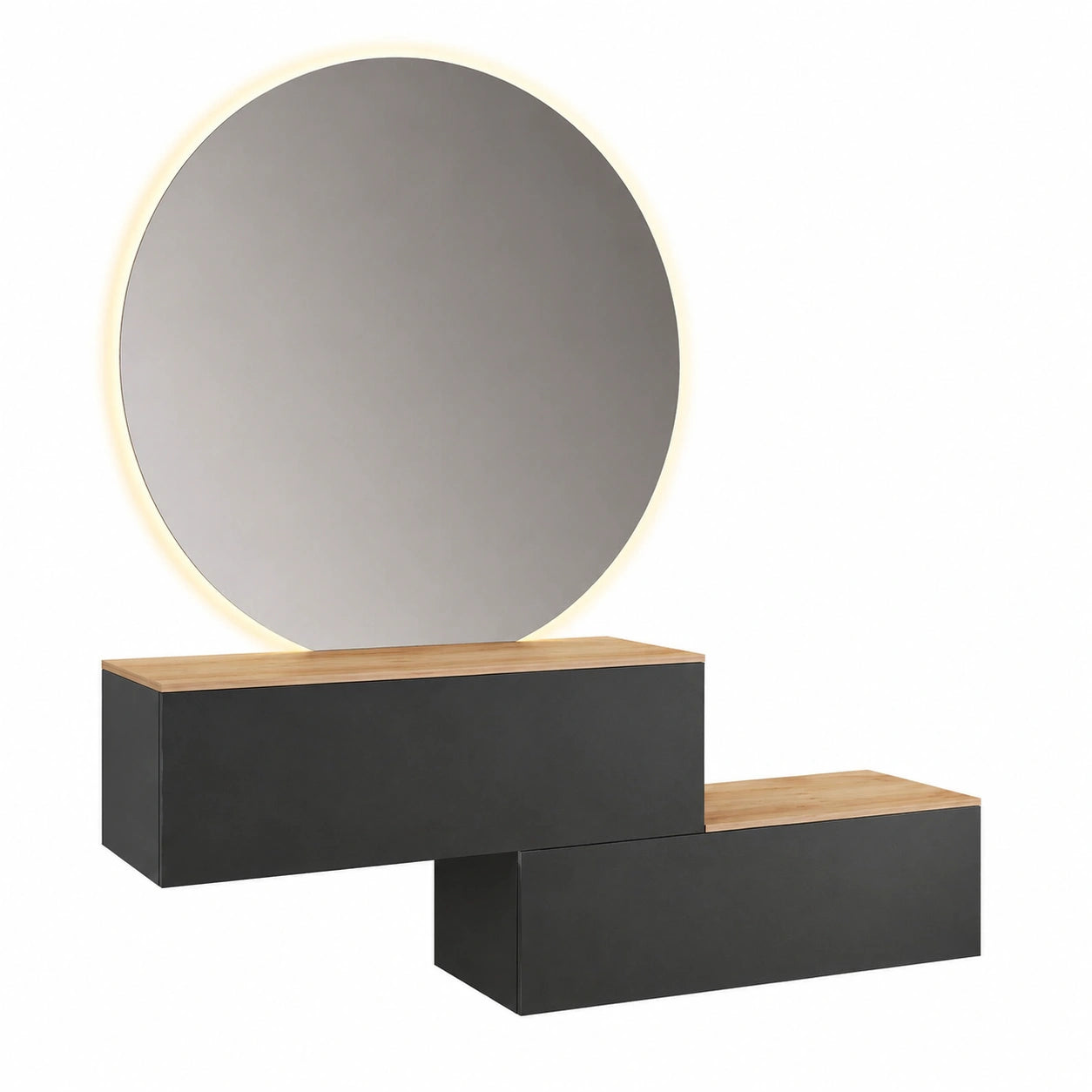 Armadio da Ingresso Sospeso in Rovere Oro e Antracite, 100 cm