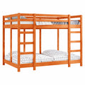 Letto a castello in legno di pino 140x200 cm, compatto con scala e ringhiere, perfetto per camerette e piccoli spazi
