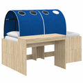 Letto a soppalco multifunzionale con scrivania integrata 140x200 cm in rovere Sonoma e blu