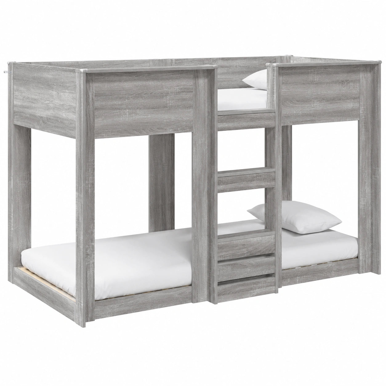 Letto a Castello Salvaspazio Grigio Sonoma 90x200 cm in Legno con Doghe di Sicurezza