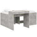 Letto a soppalco in legno con scrivania integrata, grigio cemento, per bambini, struttura salvaspazio e stabile, 123,5x163x75 cm, montaggio incluso