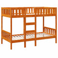 Letto a castello in pino massello 90x200 cm marrone con protezione anticaduta e scala, design compatto e stabile