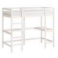 Letto a Soppalco in Pino Bianco con Scrivania 90x200 cm
